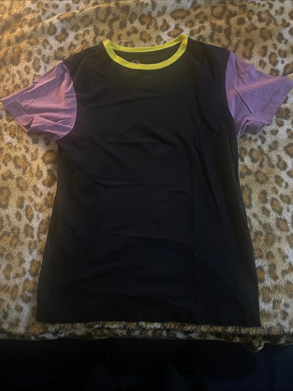 Original Use™ Black Tee with Lilac Sleeves & Neon Yellow Collar